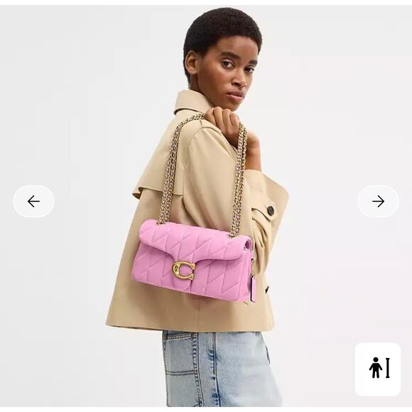 Coach Tabby Shoulder Bag 26 With Pillow Quilting in Brass Flower Pink - Picture 2 of 3